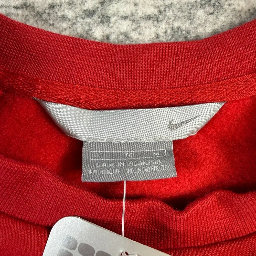 NEW Y2K Nike Sweatshirt Mens XL Red Crewneck Fleece Swoosh Silver Tag 2005 NOS